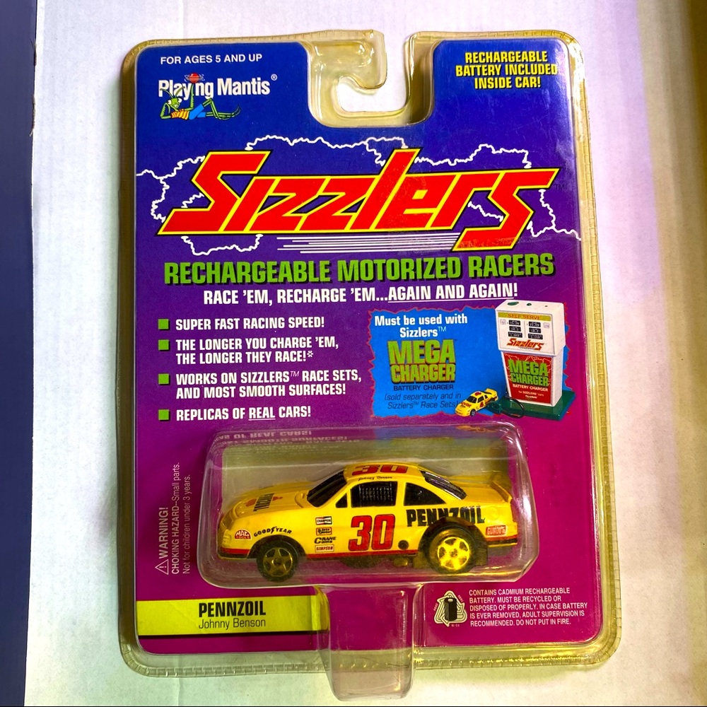 Sizzlers Pennzoil Rechargeable Motorized Race Car Johnny Bench
